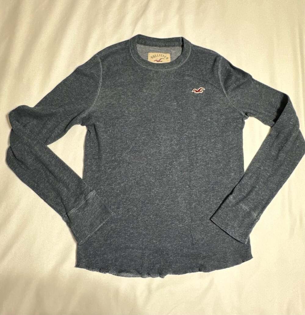 Hollister Long Sleeve Thermal Shirt Mens Size S Gray